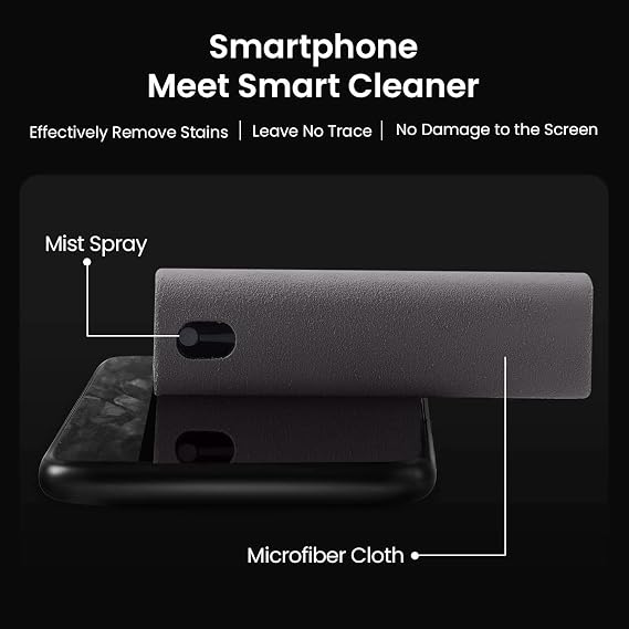 YTT Touchscreen Mist Cleaner, Screen Cleaner, for All Phones, Laptop and Tablet Screens,Two in One Spray and Microfiber Cloth (Grey)