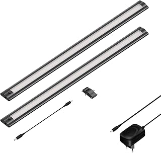 ledscom.de LED Unterbau-Leuchte SIRIS schwarz matt, flach, je 50cm, je 531lm, warm-weiß, 2er Set