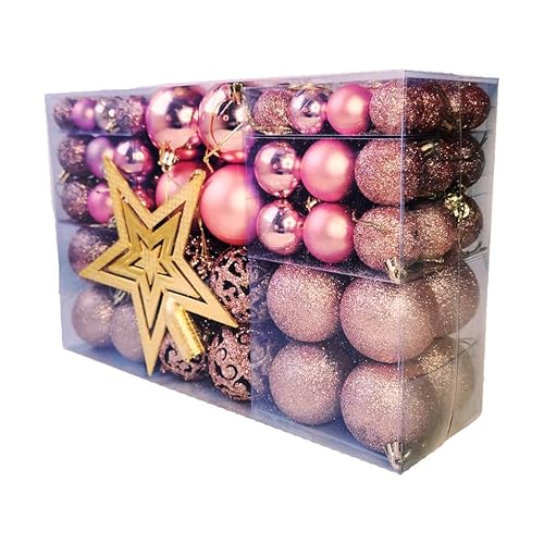 Kit C/100 Bolas de Natal Lisas/Foscas/Glitter - Rose