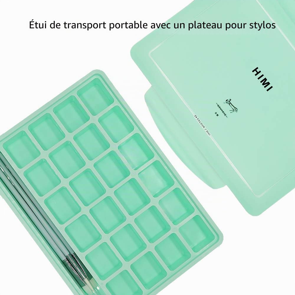 HIMI Ensemble peinture gouache 24 couleurs 30 ml non toxique pour toile papier aquarelle débutants artistes