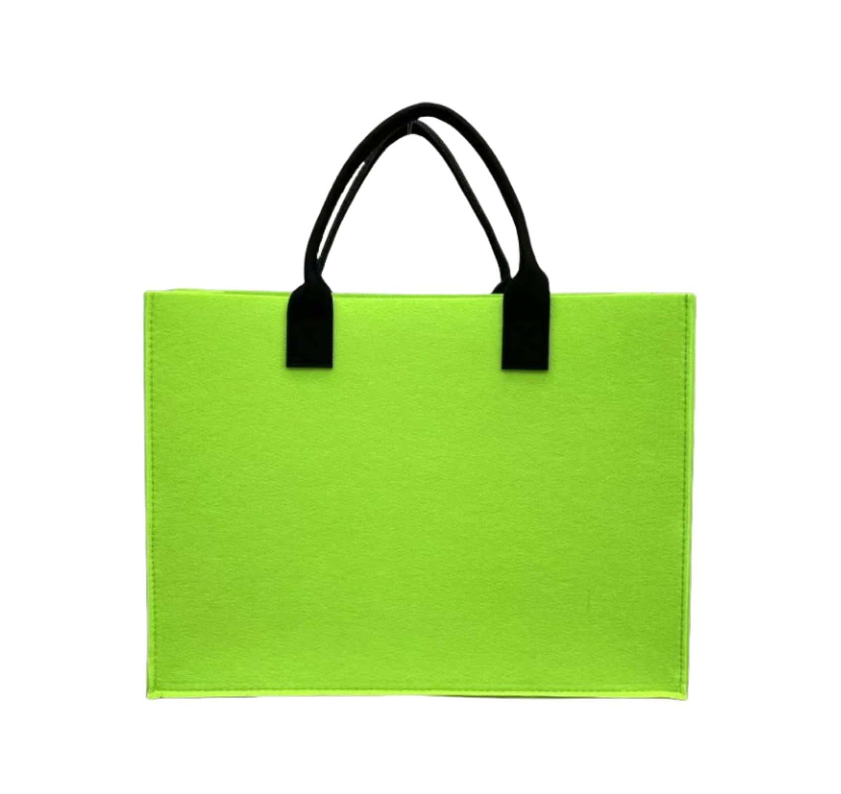 DxXU SewLife Large Felt Grocery Tote Bag with Contrast-Color Handles Lightweight Durable for Work,Moms,Commute (40x30x15cm) (11.Neon Green+Black)