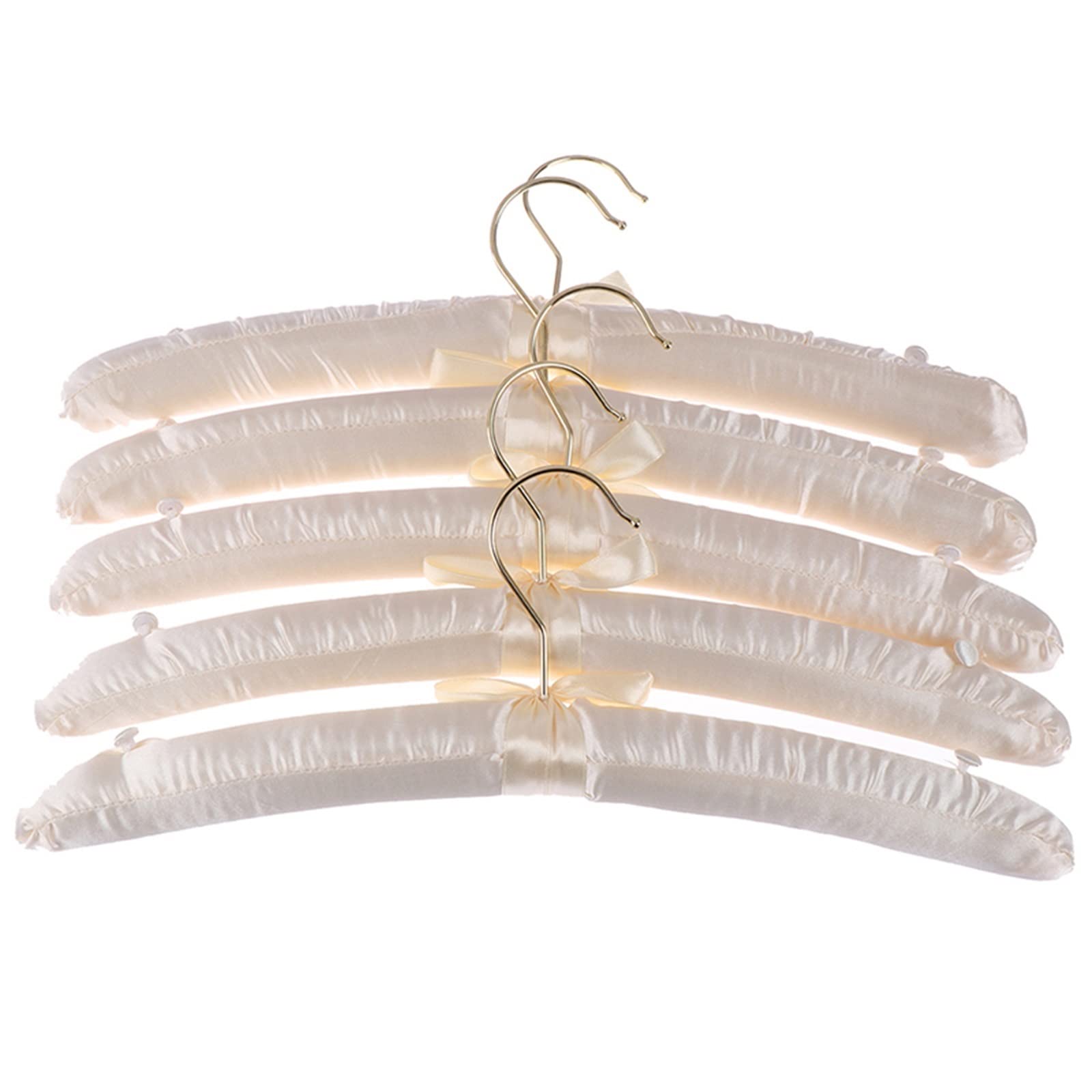 NGDFGR 5Pcs 38Cm Satin Padded Top Hangers Clothes Coat Hanger Gold Hook Home Wardrobe Storage Hanger Skirt Hangers (B),B-5pcs