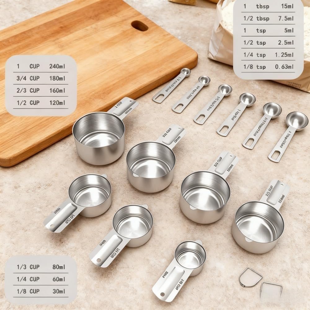 Stainless Steel Measuring Cups & Spoons Set