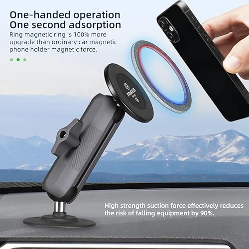 Miniatura 2 de FANAUE Soporte magnético para automóvil compatible con cabezal de bola de tamaño B, soporte magnético para teléfono de automóvil se puede montar en