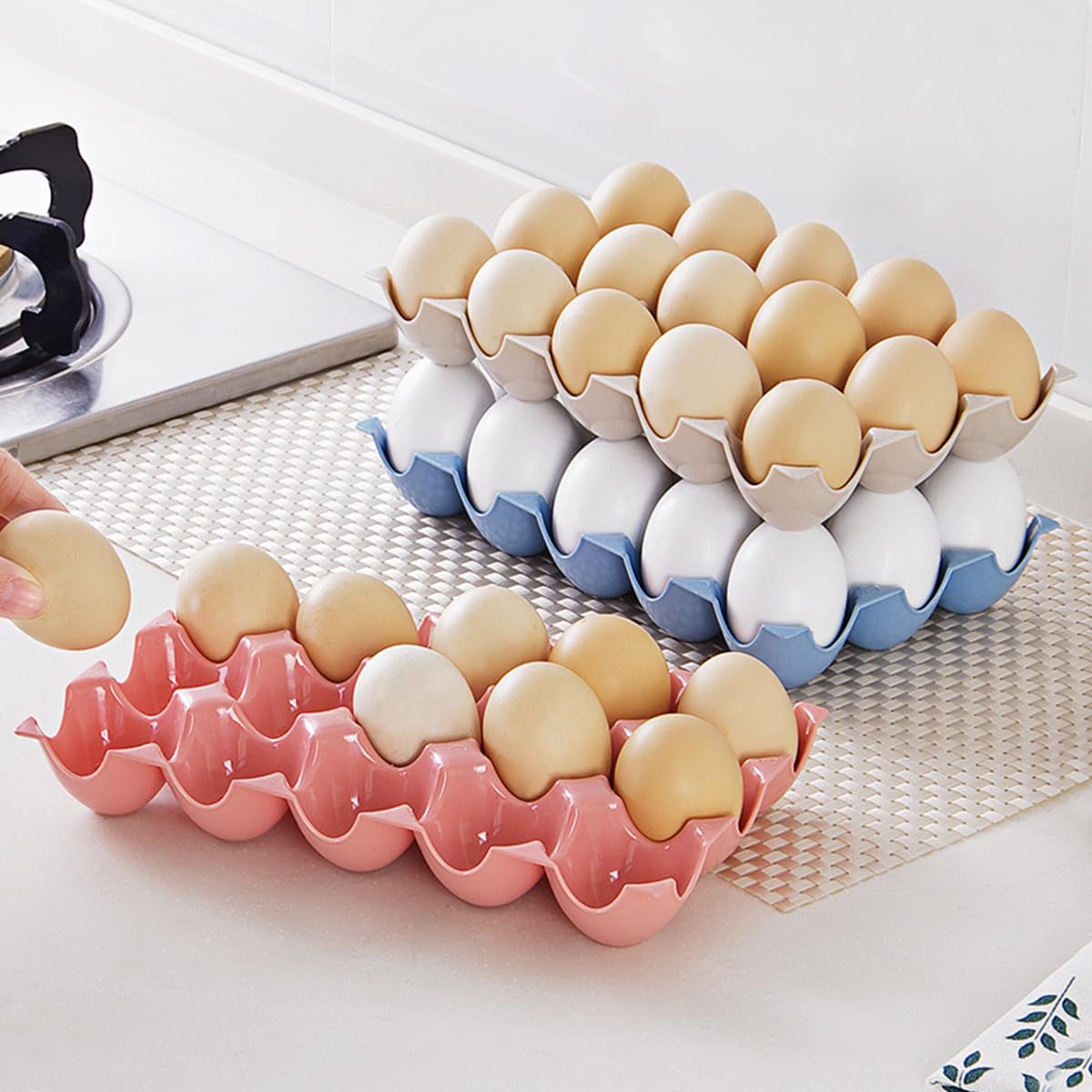 Céramique Boîte à Œufs Blanc pour Réfrigérateur 12 Cases