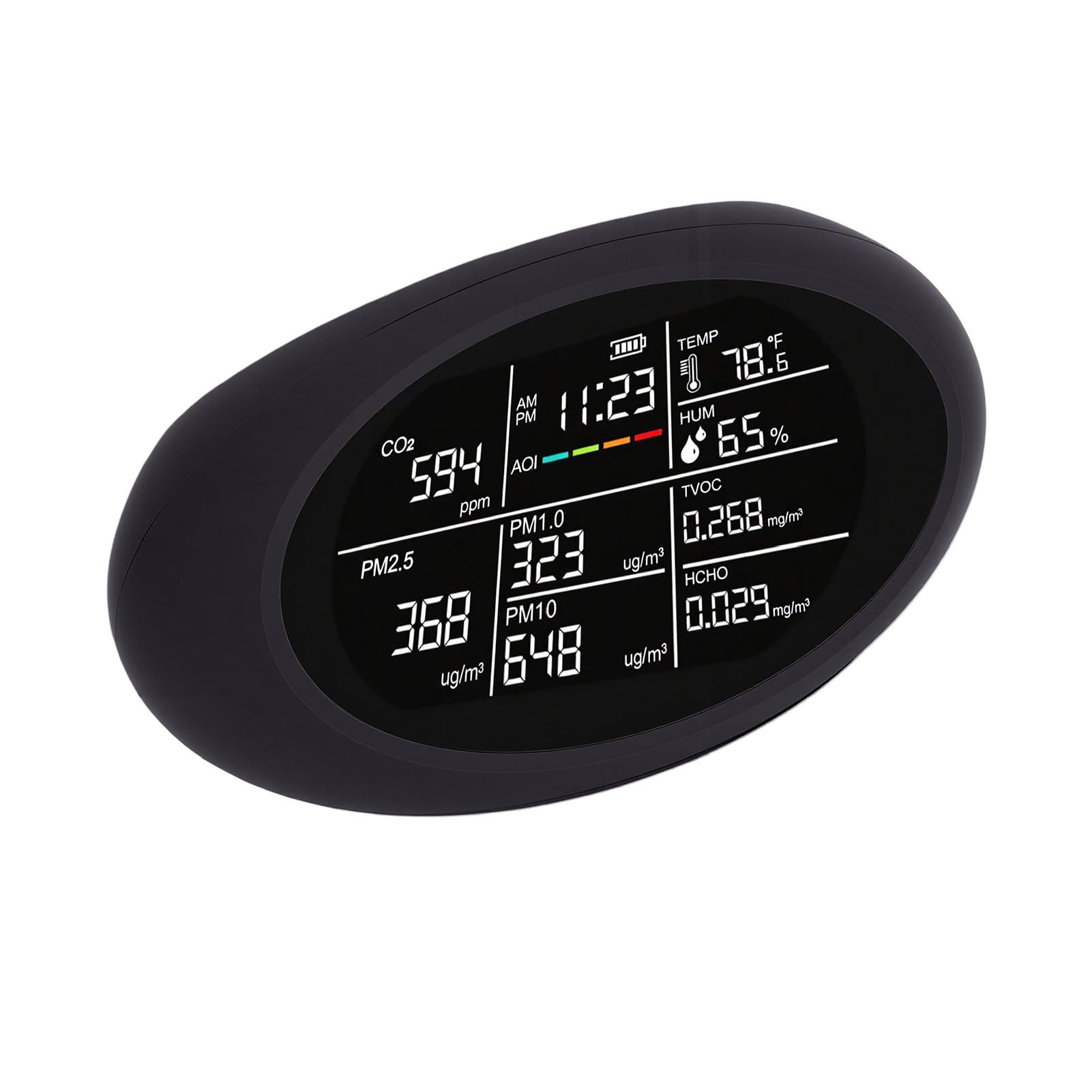 Fafeicy Monitor de Calidad del Aire Detector de CO2 Portátil con Sensor NDIR Monitor de Calidad del Aire Interior 10 en 1 Pantalla LCD de 400 a 5000 Ppm para el Hogar, Oficina, Aula,