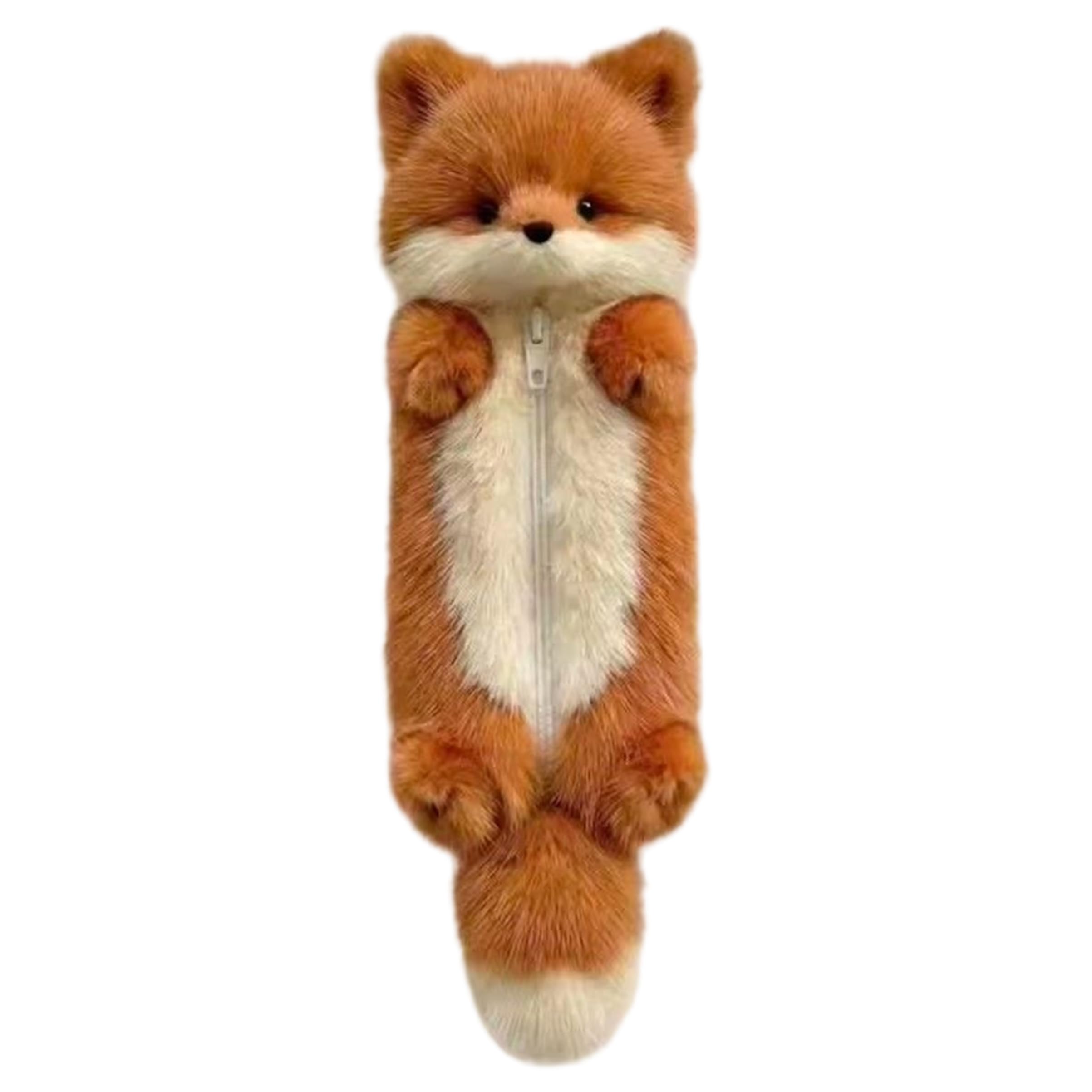 Faticenic Cute Pencil Pouch, Plush Fox Animal Pencil Case, Soft Fluffy Stationery Organizer for Girls School Supplies - Brown, Ornaments de Jardin