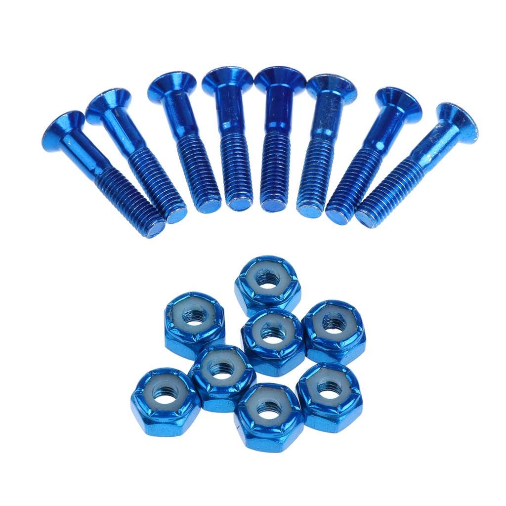 rockible Set of 8 Flat Head Screws for Skateboard Truck Assembly, Blue