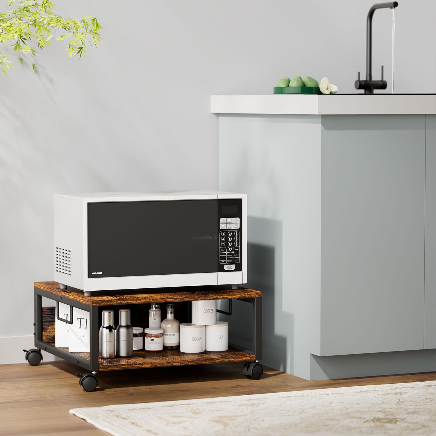 IBUYKE Soporte de impresora de escritorio de 2 niveles, mesa de impresora, organizador de escritorio multifuncional para carpetas, libros, para máquina de fax, escáner, oficina en casa TLJ008H