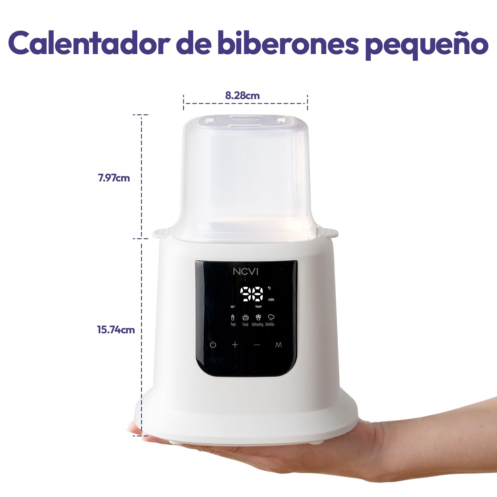 NCVI Calentador de biberones, Calentador rápido de leche, Descongelación, Calentador de alimentos, Esterilizador, Control de temperatura, Apagado automático, Sin BPA, Leche materna y alimentos