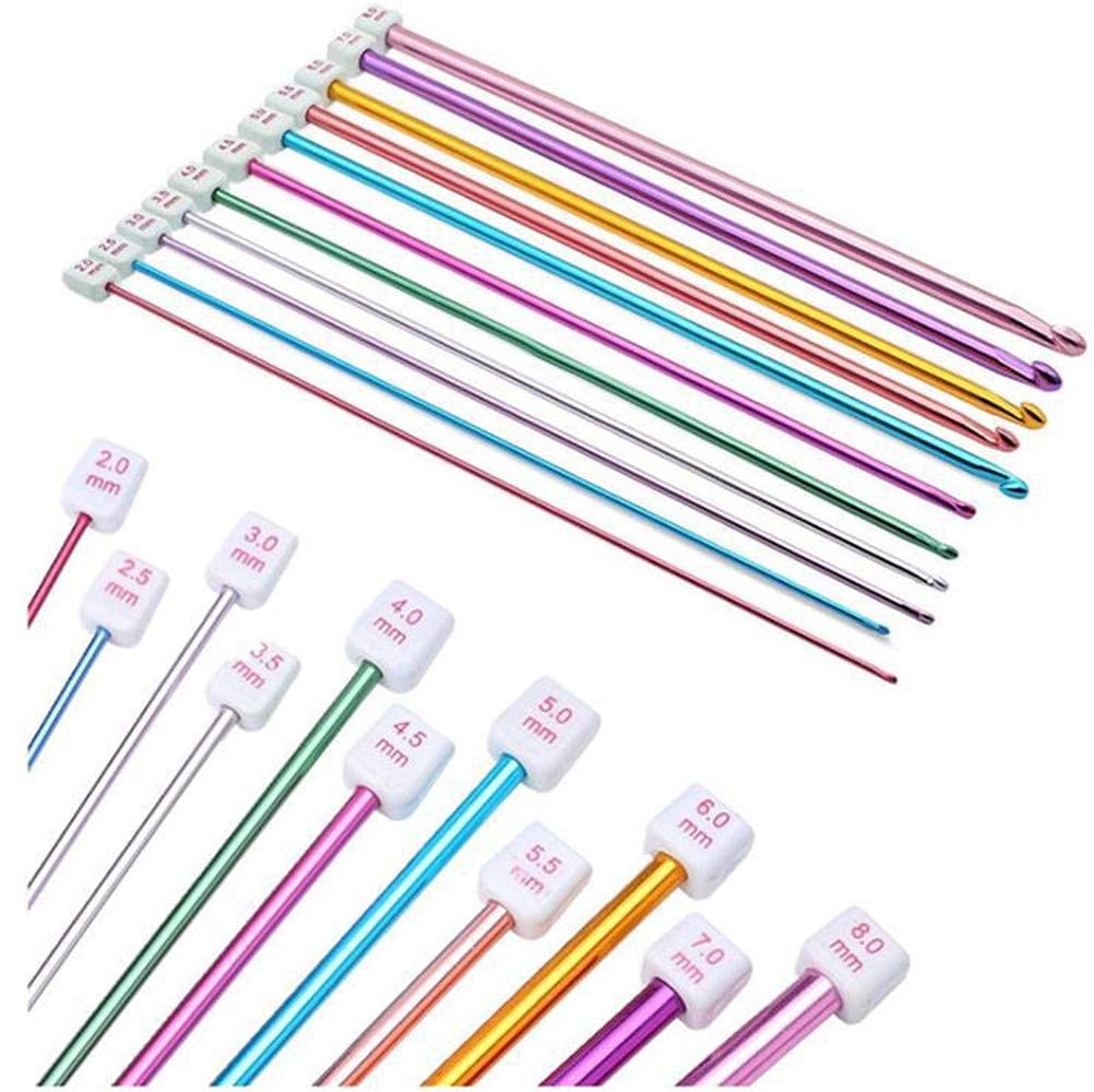 zanottra 11 pcs aluminium crochet hooks set 2mm to 8mm – multicolor knitting needles for wool & yarn | smooth lightweight crochet hook kit for beginners & professionals | tunisian crochet hook set