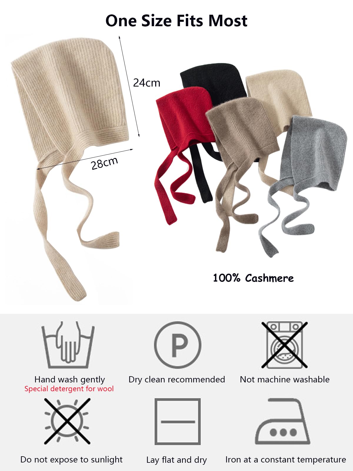 YUONNY Damska zimowa czapka beanie z dzianiny 100% kaszmiru, miękka, ciepła i wiatroszczelna czapka douszna, modna czapka narciarska z ochroną ucha, swobodny dzianinowy kapelusz śniegowy na prezent