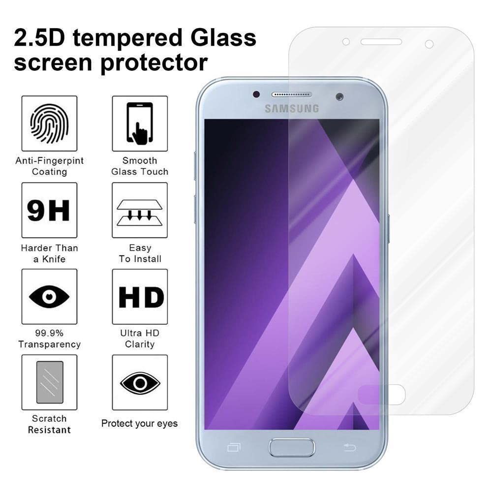 E-Hamii [2-Pack] Protect Film per Samsung Galaxy A3 2017, 9H Calotta di Protezione in Vetro temperato, HD Proteggi Schermo Anti-graffio e Anti-Impronte digitali (Nota: Non Full Coverage