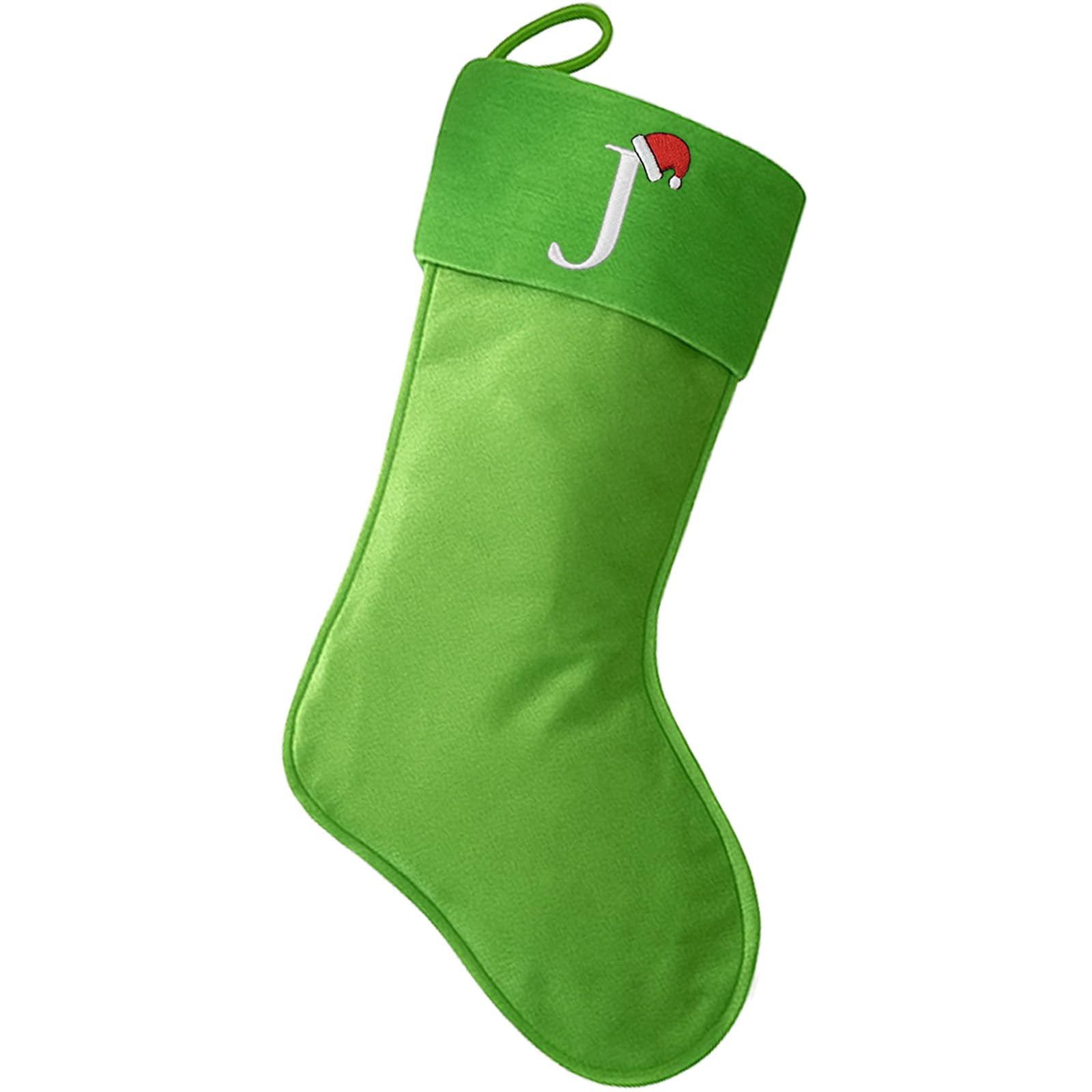 Christmas Stockings with Letters, 20 Inches Christmas Stockings with Initials,Personalised Letters Xmas Stocking Gifts for Adults Kids-Embroidered Santa Hat, Family Fireplace Decoration