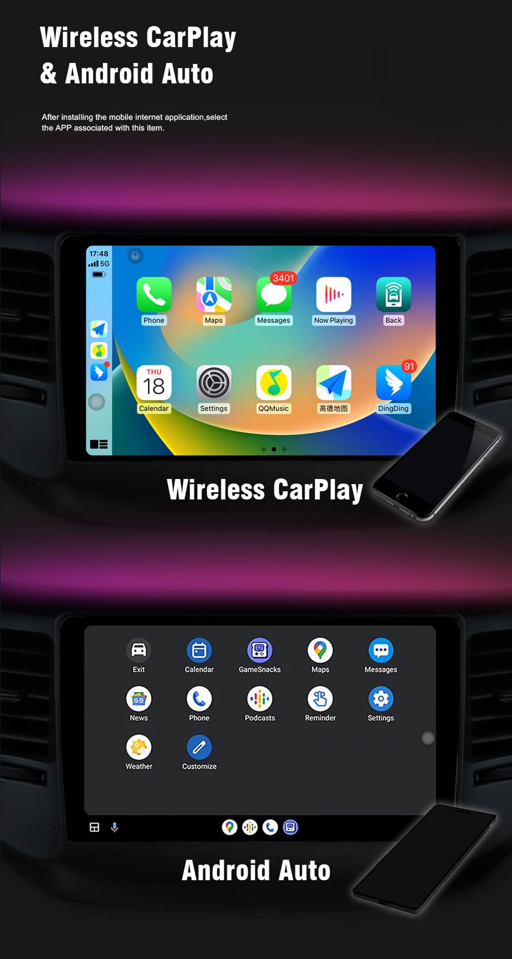 Autoradio da 7 pollici per Lancia Ypsilon Chrysler Ypsilon 2011-2020 Android 15 Carplay Navigazione Radio Lettore Video Multimediale Touch Screen Bluetooth GPS WiFi Android Auto (4 Core 2+32GB)