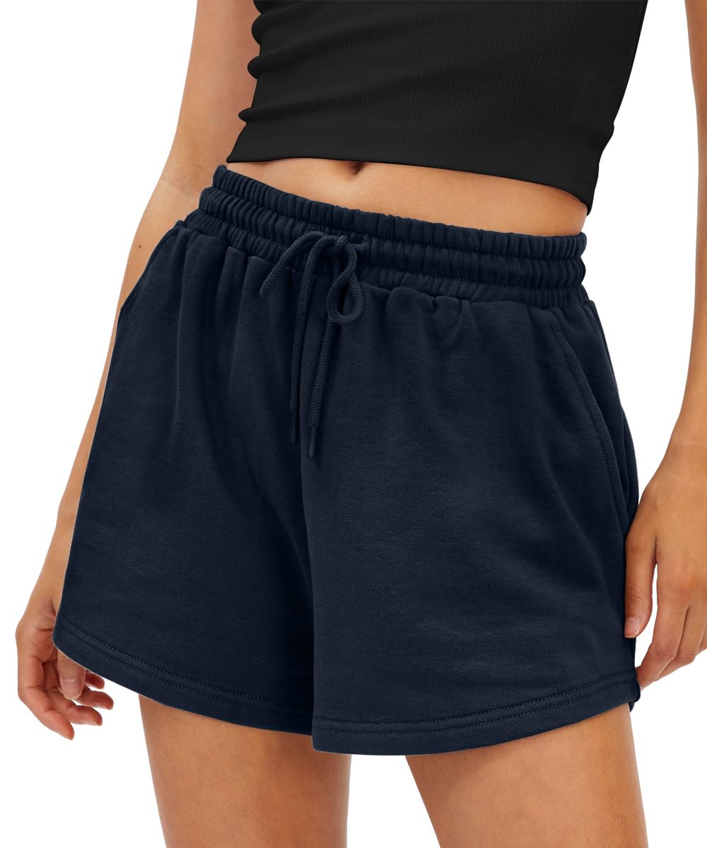 AUTOMET Women's Lounge & Casual Sweat Shorts, Soft High Waist Shorts for Home,Summer Daily Wear, Travel and Light Exercise