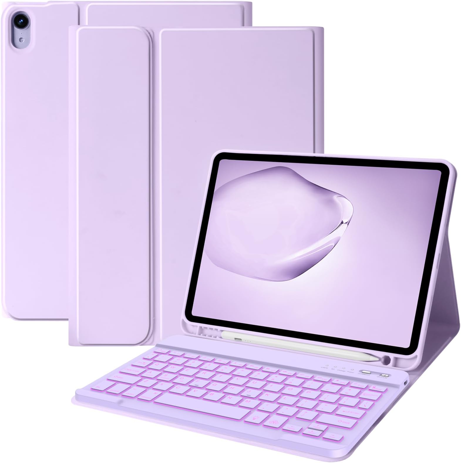 BQSS for iPad 10th Generation Keyboard Case 10.9“2022, Slim Smart Keyboard Case for iPad 10th Gen 2022,Detachable Wireless Keyboard,Pencil Holder (Purple)