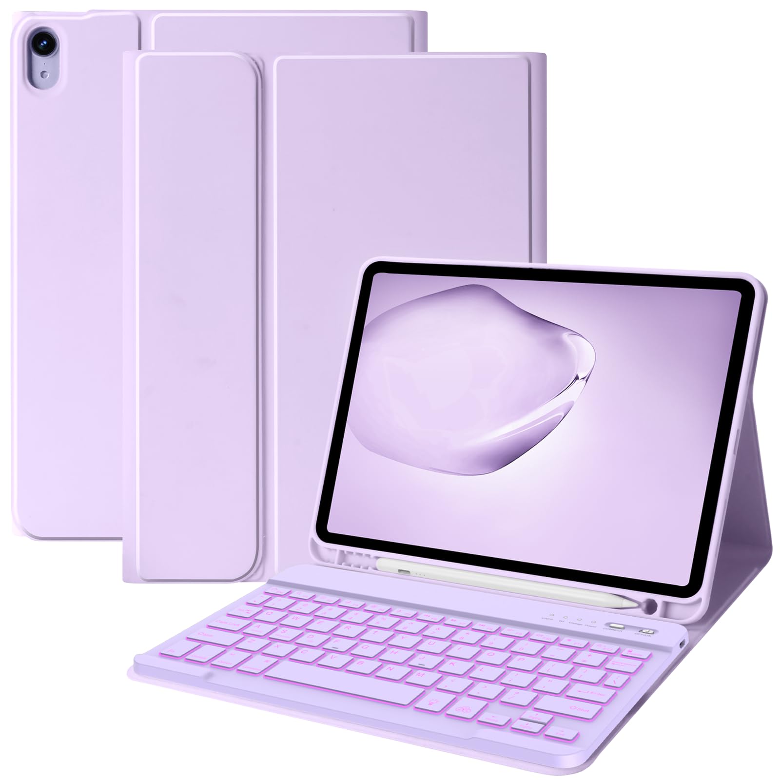 BQSS for iPad 10th Generation Keyboard Case 10.9“2022, Slim Smart Keyboard Case for iPad 10th Gen 2022,Detachable Wireless Keyboard,Pencil Holder (Purple)