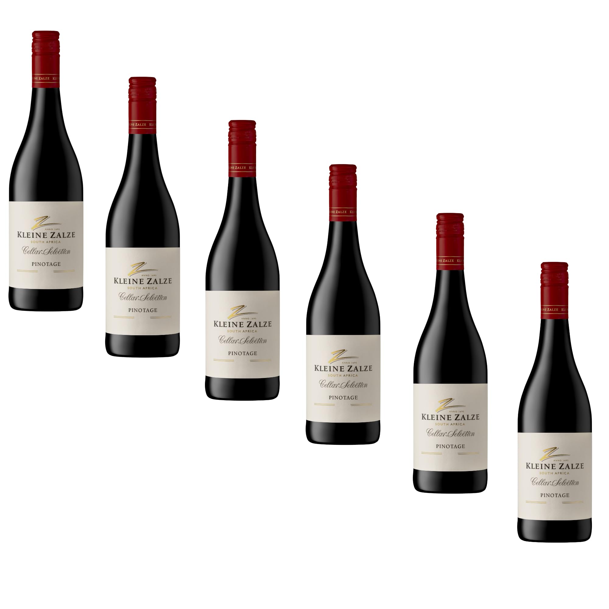 MARKE Kleine Zalze Cellar Selection Pinotage 2023 – 6er Karton (6 x 0,75L) Trockener Rotwein aus Stellenbosch, Südafrika - Barrique Ausbau - Pflaume & Röstaromen (Pinotage)