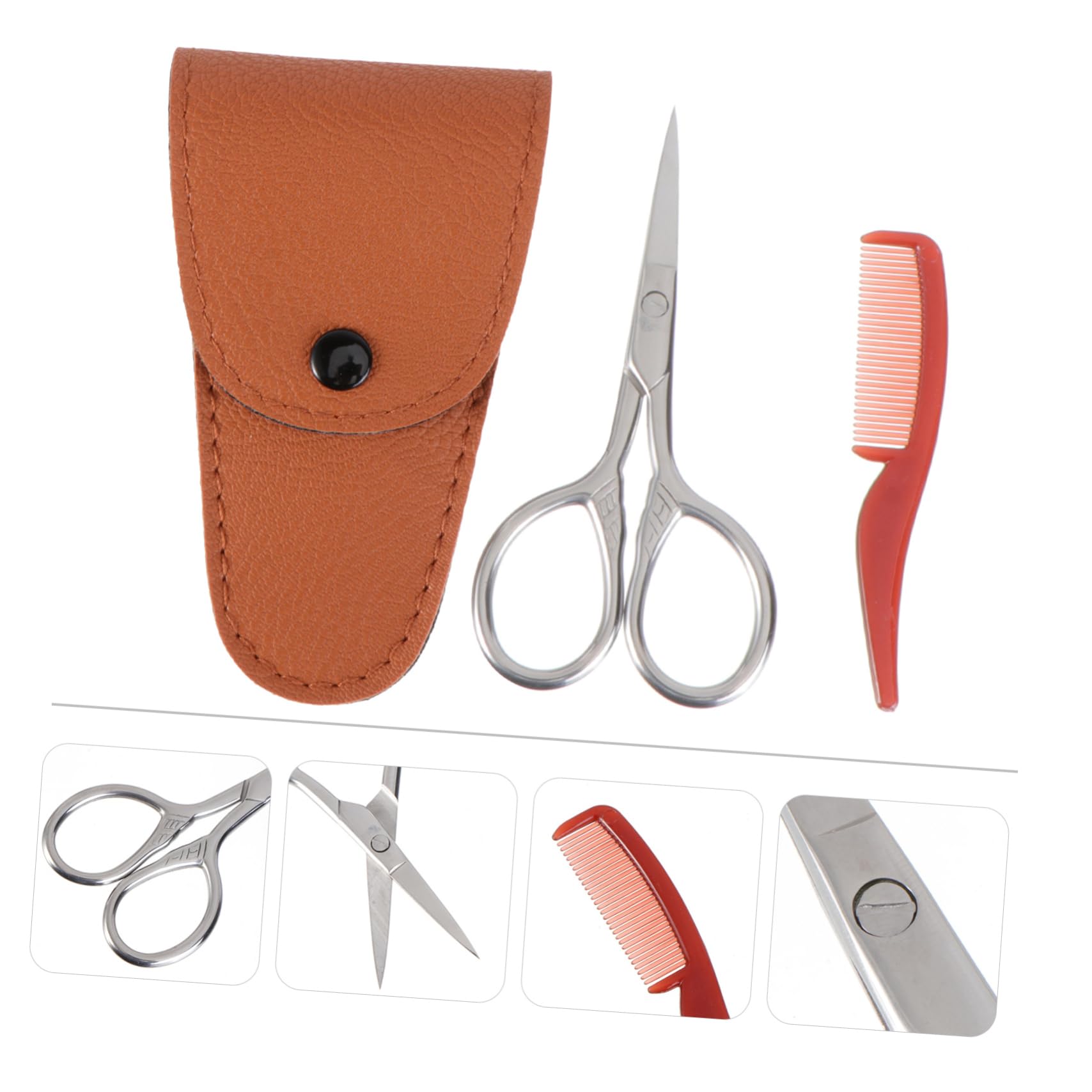 FRCOLOR 2pcs Set Mustache Scissors Face Care Kit Beard Grooming Kit Beard Shears Kit Beard Clippers for Men Beard Scissors Men Grooming Kit Beard Trimming Scissors Beard Cutter