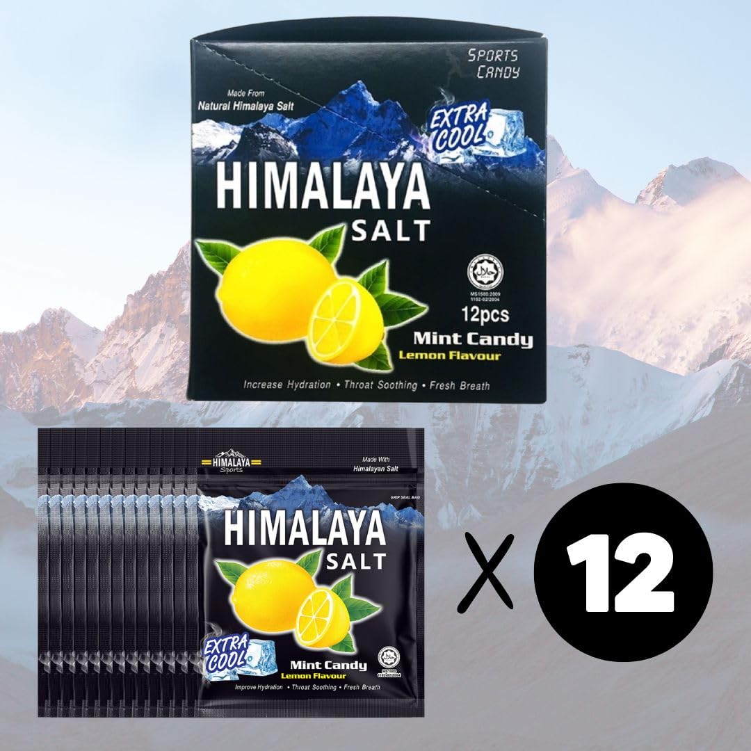 Caramelos Himalaya Sports - Aliento fresco - Extra fresco - Limón, menta y sal - Lote de 12 bolsitas de 15 g