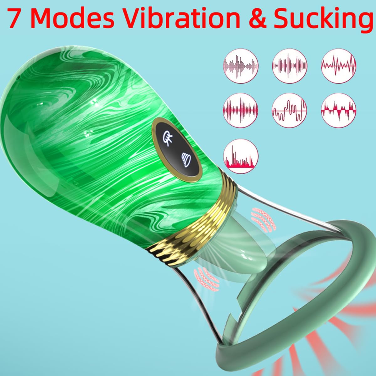 Vibromasseur suceur, stimulateur clitoridien, 7 modes de vibration, 7 modes de léchage de langue, stimulateur anal pour tétons, masseur pour point G (Vert)