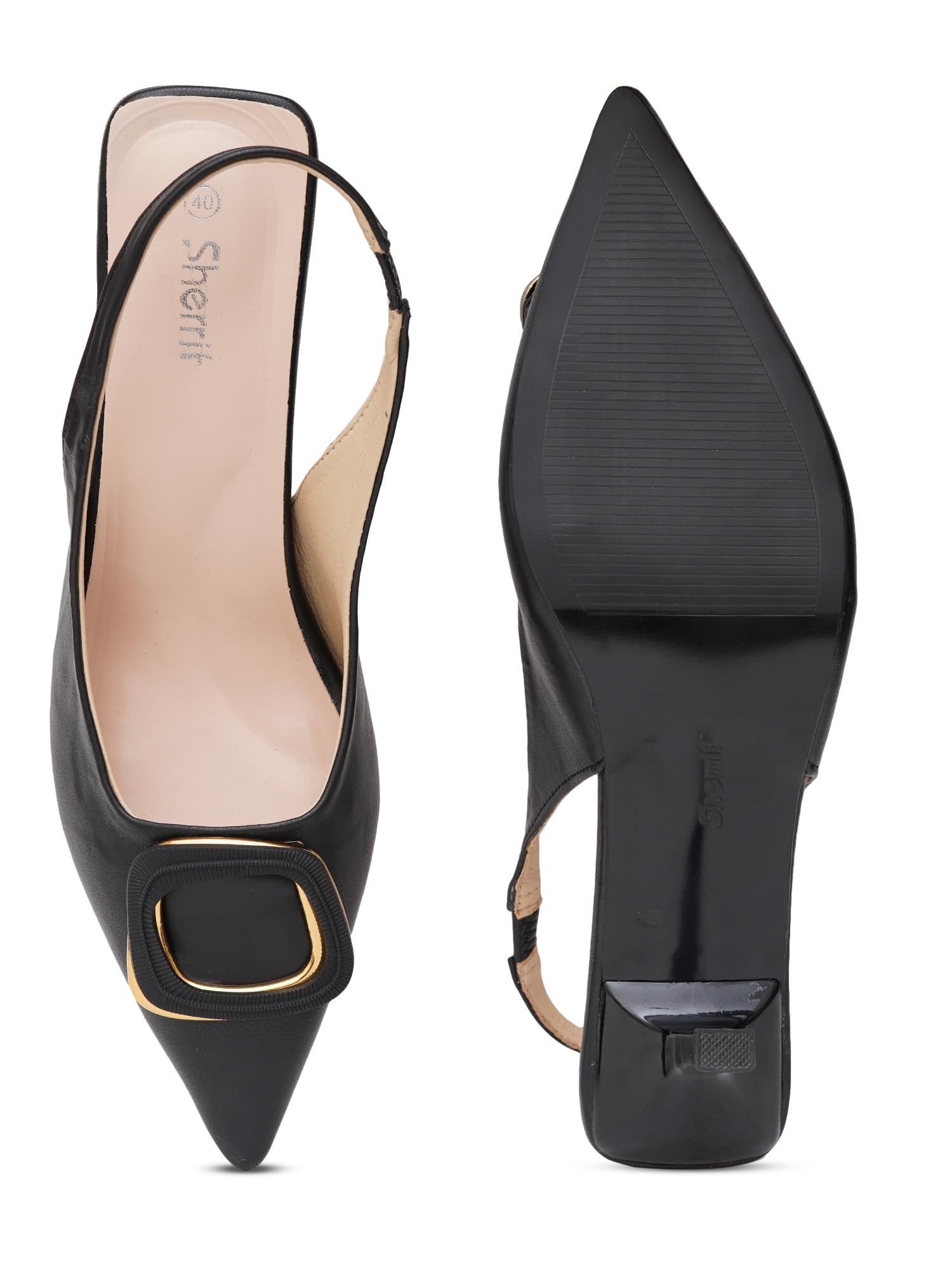 Women's Stylish Slingback Heels | Pointed Toe Party & Wedding Sandals | Comfortable Mid Heel with Rhinestone Bow Embellishment | Elegant Formal Footwear for Girls & Women(366)-image-14