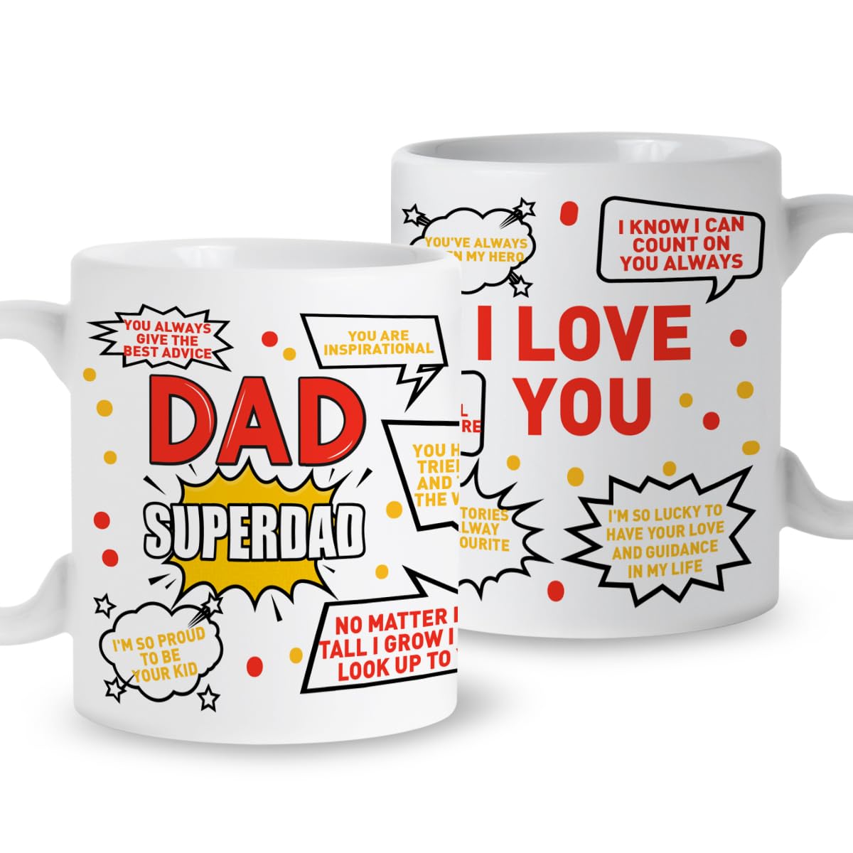QVUXZDad Coffee Mug Gift, Superdad I Love You, Dad Mug Gift from Daughter Son Kids, Christmas Birthday Father's Day Gift for Dad, Best Dad Ever Appreciation Gift Novelty Gifts for Dad, Ceramic 11oz