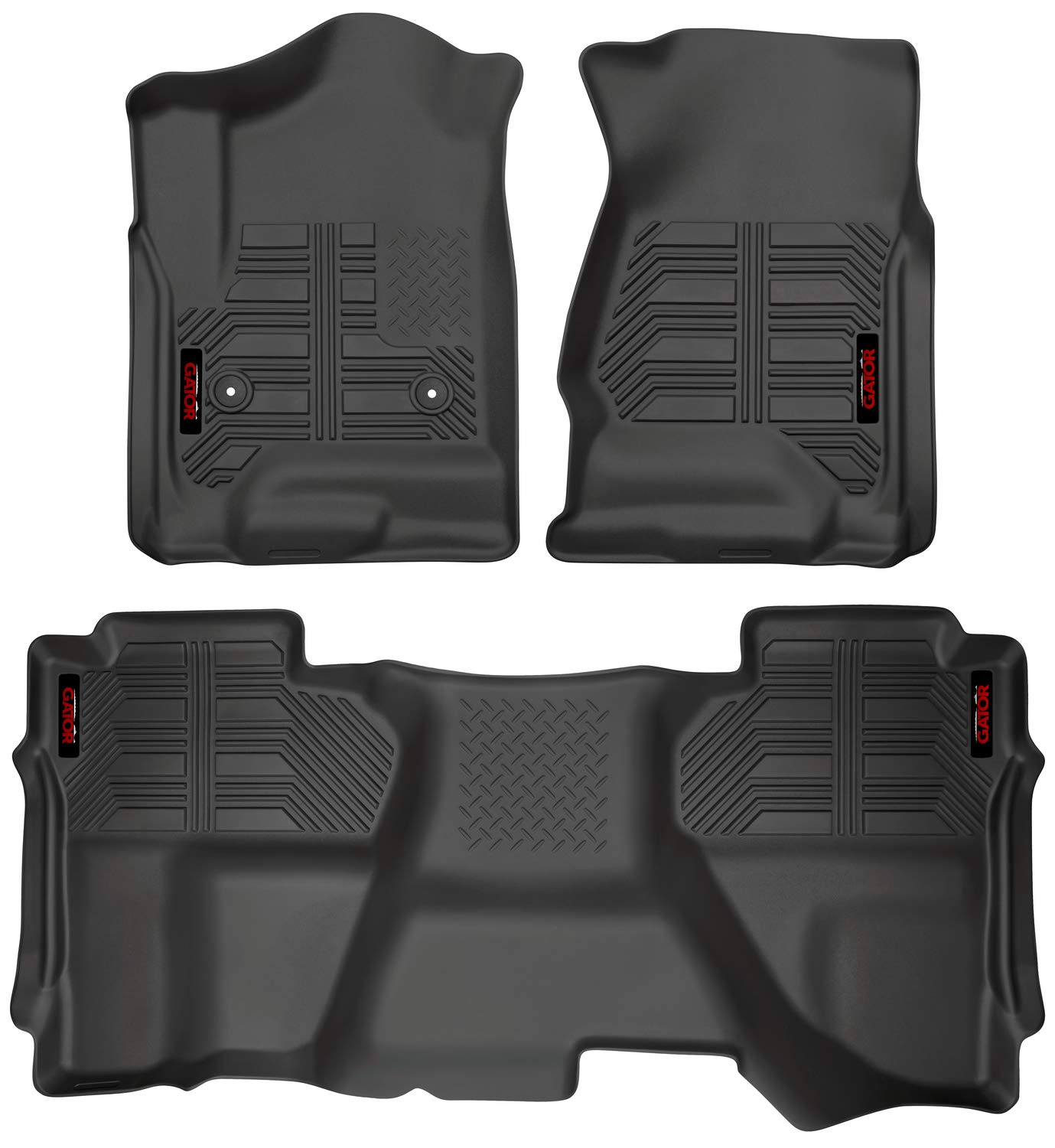 Gator Accessories 79608 Black Front and 2nd Seat Floor Liners Fits 14-18 Silverado/Sierra 1500 Double Cab, 15-19 2500/3500 Double Cab, 2019 Silverado 1500 LD/2019 Sierra Limited Double Cab, Combo Set