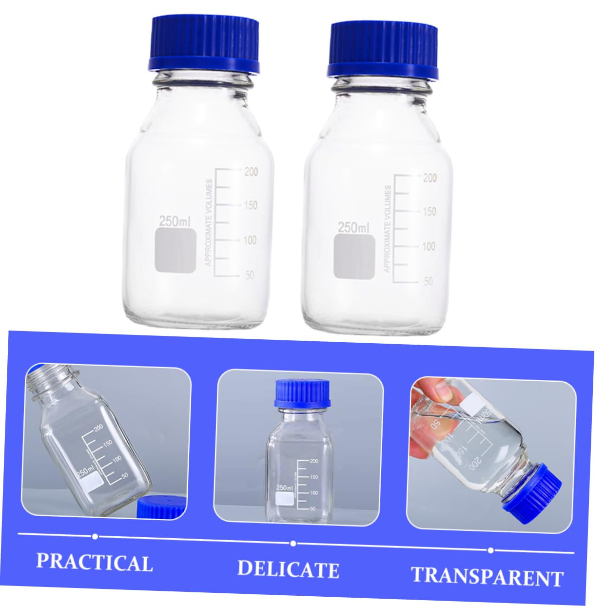 Ciieeo 3 Sätze Reagenzflasche Flaschen Für Chemische Reagenzien Graduierte Laborflasche Reagenzienflasche Mit Schraubverschluss Vorratsflaschen Probenflaschen Glas Transparent 2 Stück * 3