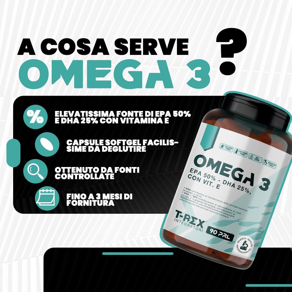 Omega 3 Olio di Pesce FOS 1000 mg - Capsule softgel ad Alto Dosaggio EPA 500 mg DHA 250 mg - Integratore, Pressione, Cuore e Memoria - Certificato Pesca Sostenibile FOS (180 Unità (Confezione da 2))