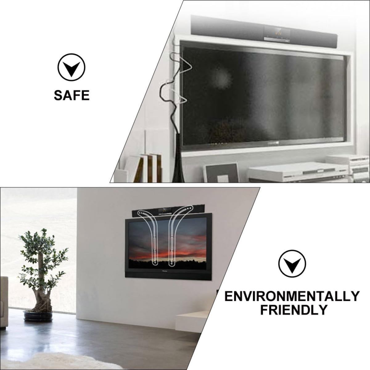 Uonlytech Soporte de Barra de Sonido para Tv, 2 Piezas de Hierro Negro