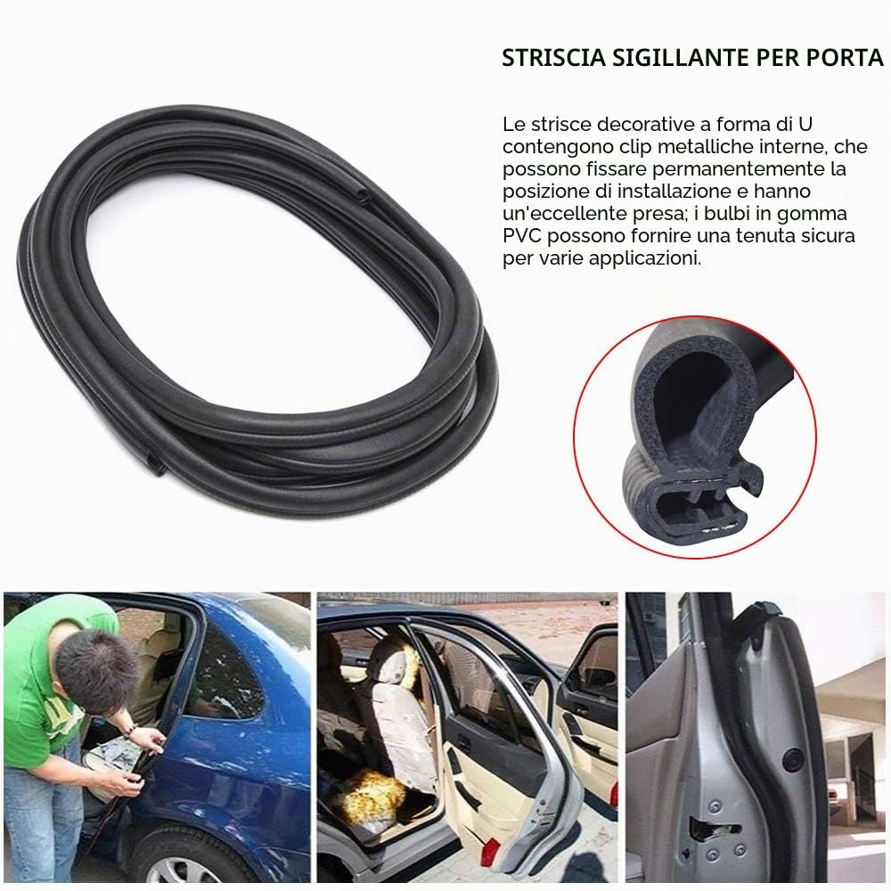 Guarnizione per portiera auto, 6m Guarnizione in gomma per bagagliaio, per auto, barche, camper, camion e applicazioni domestiche, protezione dalle intemperie
