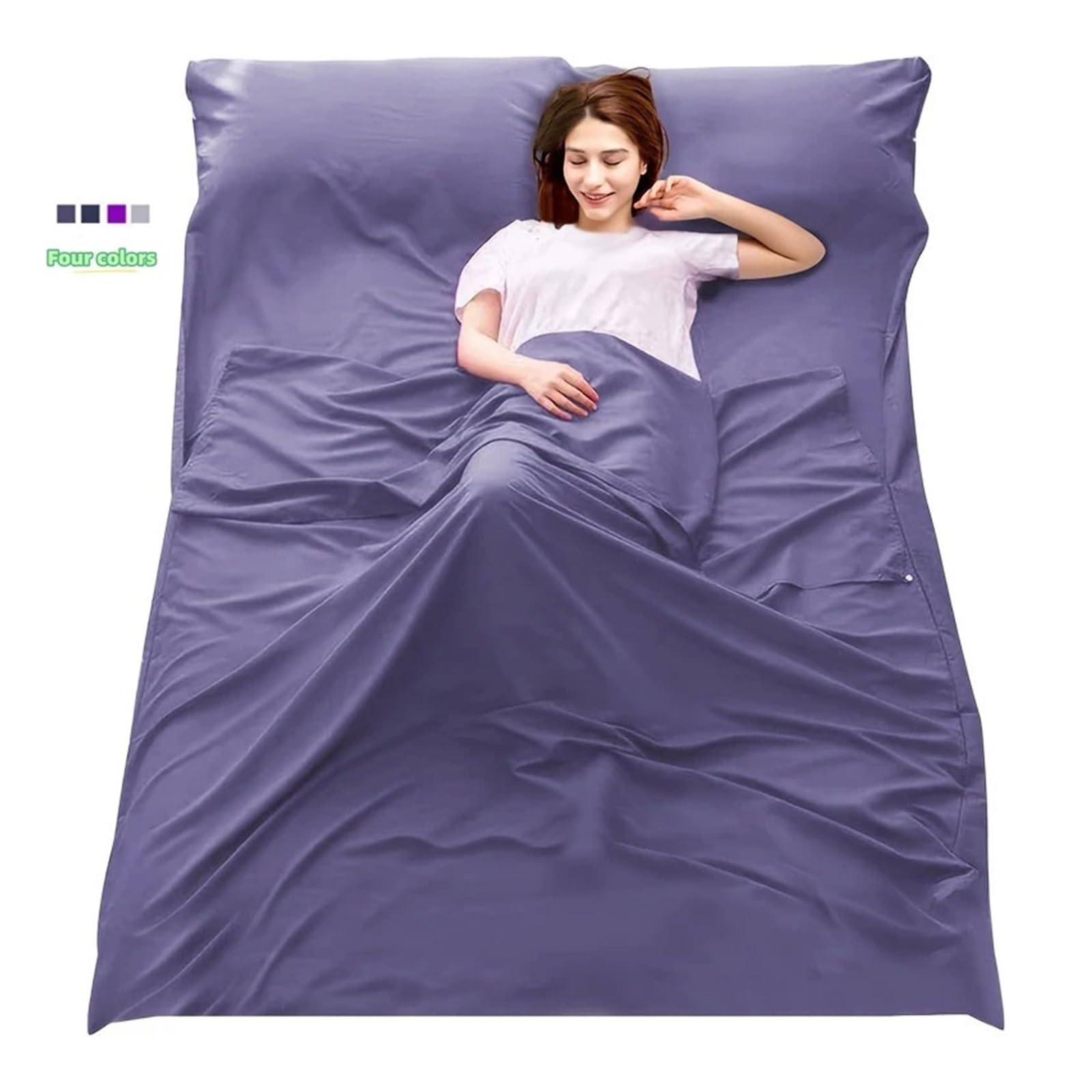 Fodera per Sacco a Pelo Sacco a Pelo Leggero Sacco a Pelo Portatile for Campeggio all'aperto Hotel Lenzuolo da Viaggio for Campeggio Escursionismo Viaggio(Blue 160x210cm)