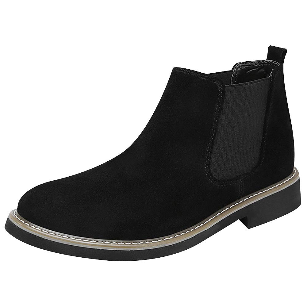 rismart Uomo Caviglia Alto Elastico Rotondo Dito del piede Scamosciato Stivali Chelsea