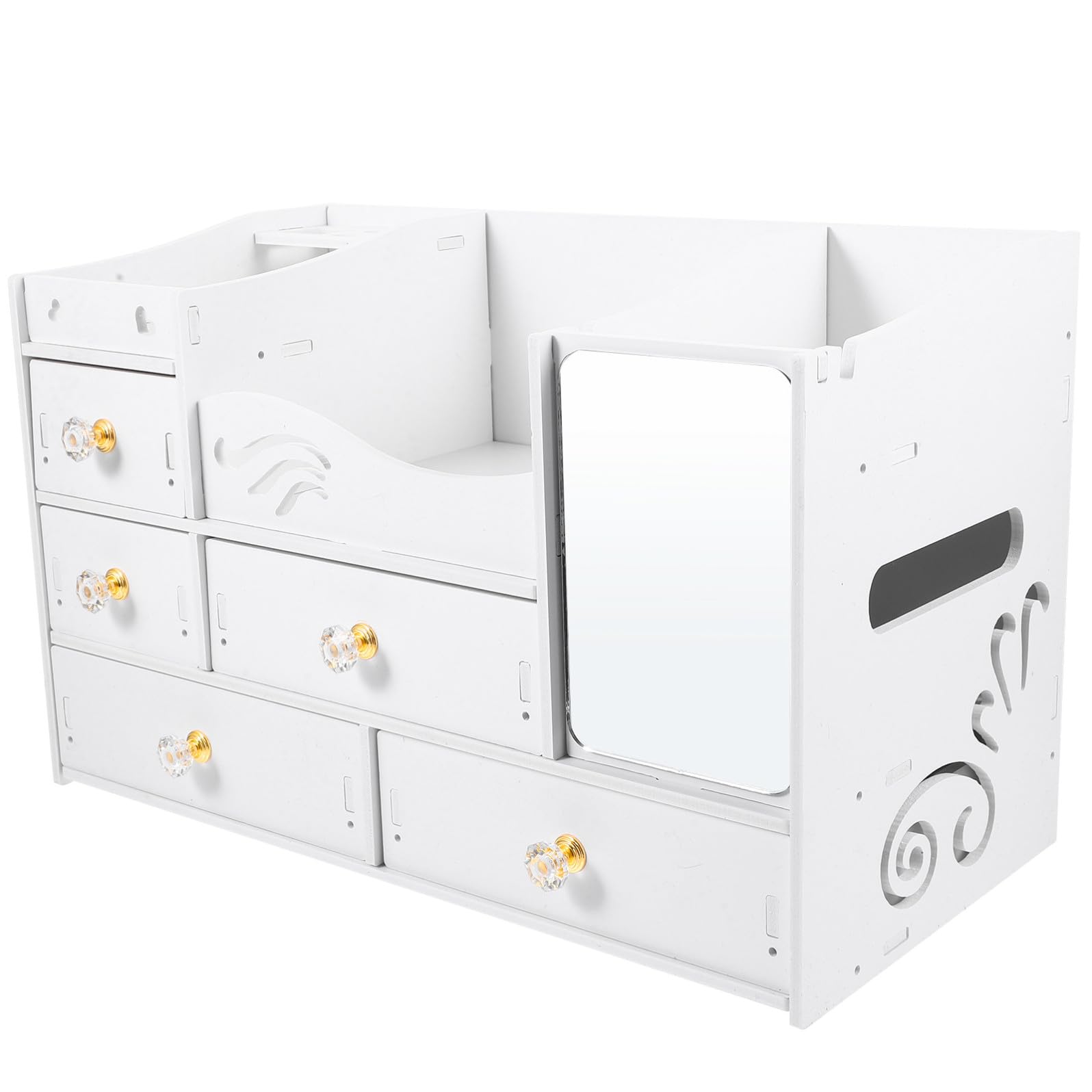 Scatola Organizer Trucchi con Cassetti, Pvc Bianco, Capienza Grande | Porta Cosmetici da Tavolo, Accesso Rapido e Ordine Quotidiano, Stile Semplice e Decorativo