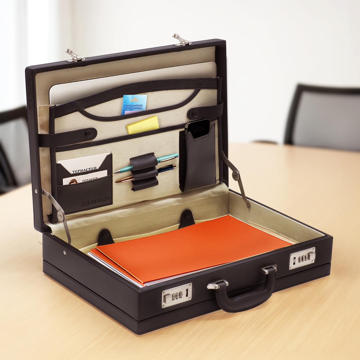 Monolith 41350MN Malette Attaché-Case avec Verrou à Code Base Extensible, Longueur 46 cm, Noir