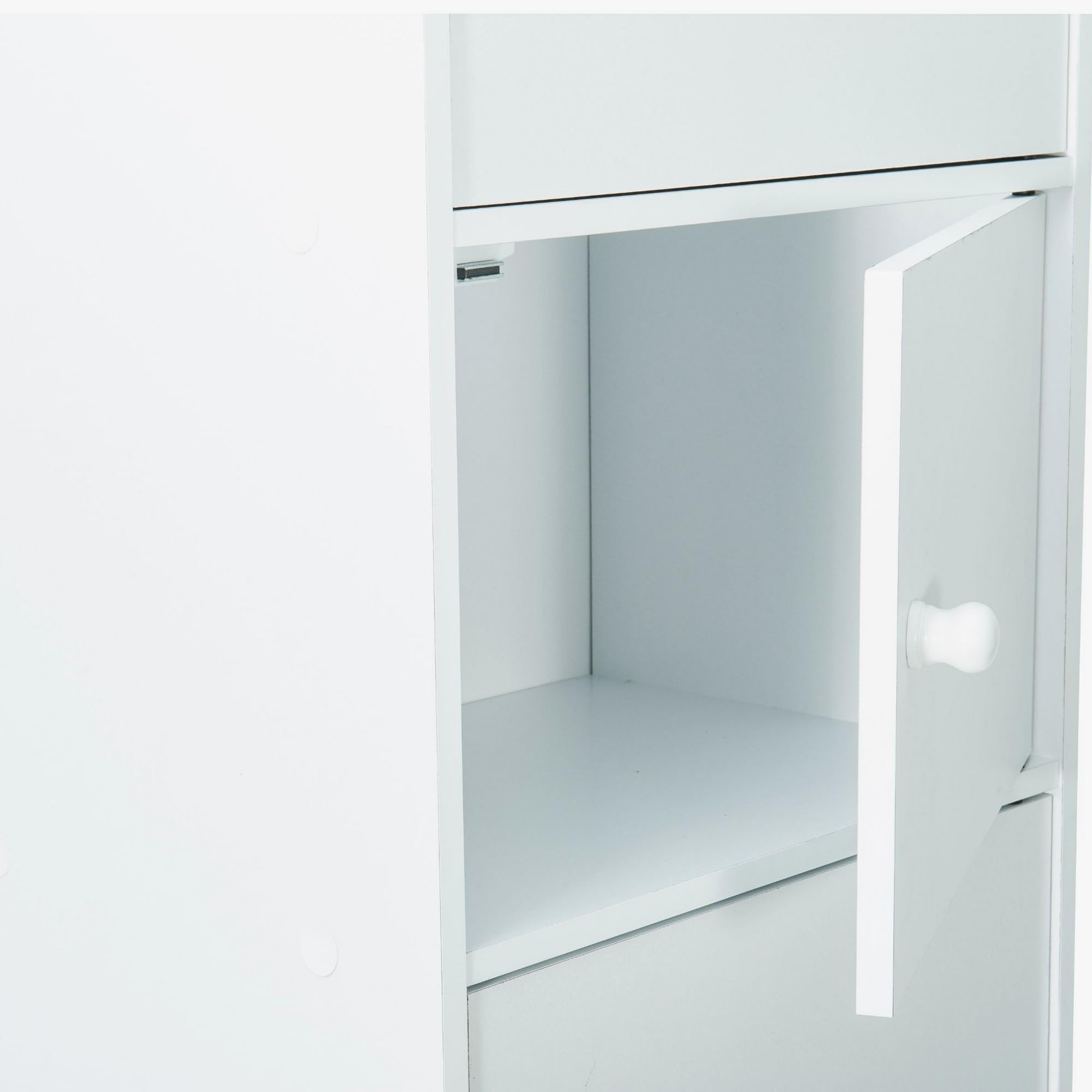WERKA PRO Meuble Blanc à Portes - 5 Portes - Panneaux de Bois MDF - 133 x 40 x 29 cm - Livré en Kit avec Plan de Montage - pour Salle de Bain, Couloir ou Chambre - Robuste et Élégant