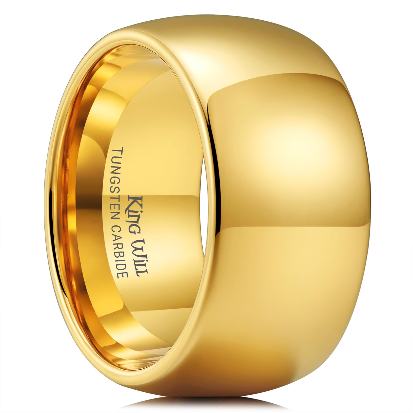King Will Men's Women's Tungsten Carbide Ring 24k Gold Plated Rose Gold Plated Domed Polished Finish Wedding Band
