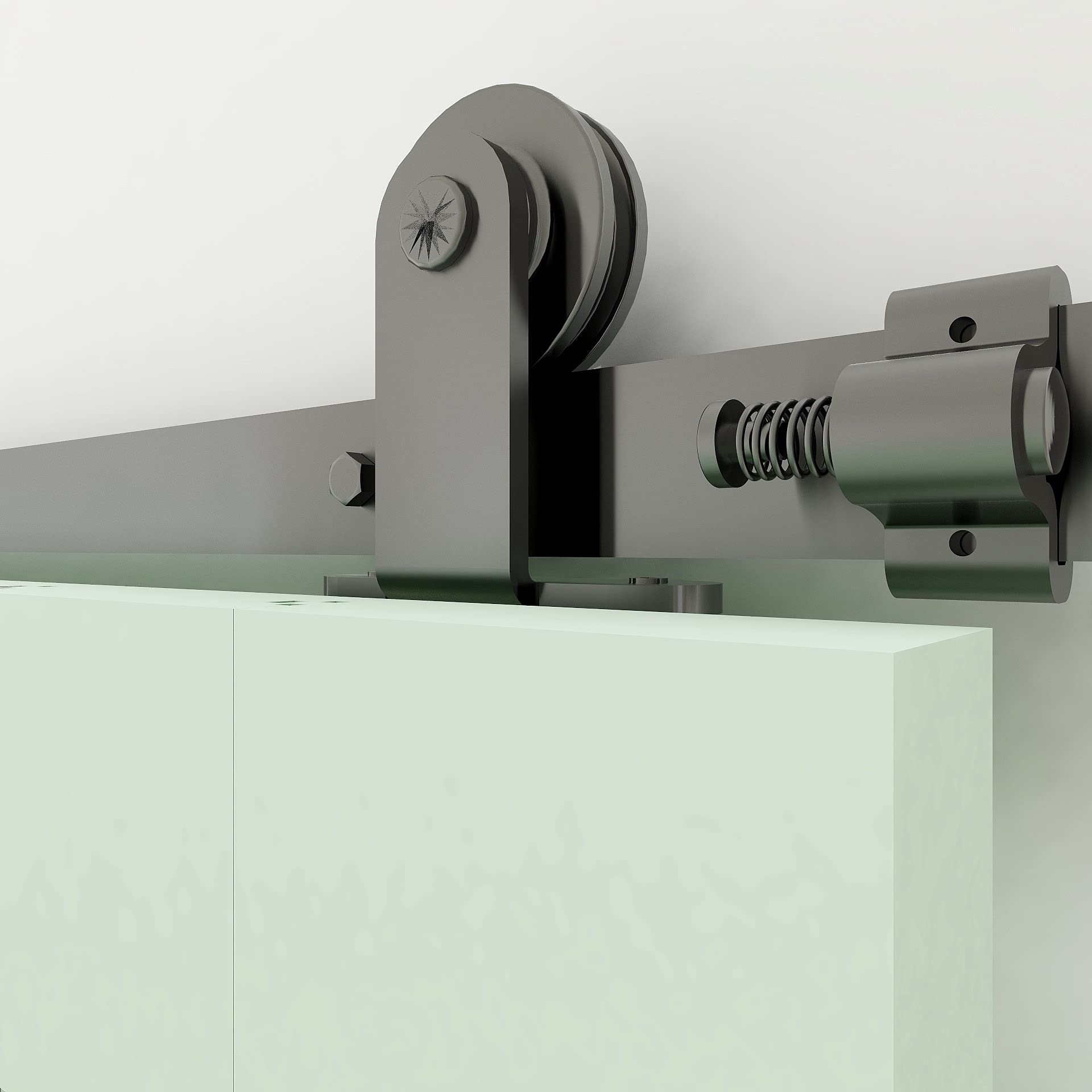 TSMST 200CM/6.6FT Sliding Barn Door Hardware Kit Alloy Track Carbon Steel Roller Closet Accessory for Single Door T Shape