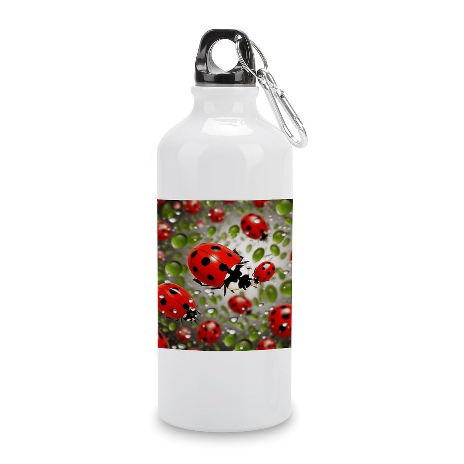 VstaDank Ladybug Water Bottles Aluminum Sports Water Bottle with Lid&Hook Buckle Fashion Vacuum Insulated Water Bottles Hydration Flask Leak Proof Tumbler Keep Cold&Hot
