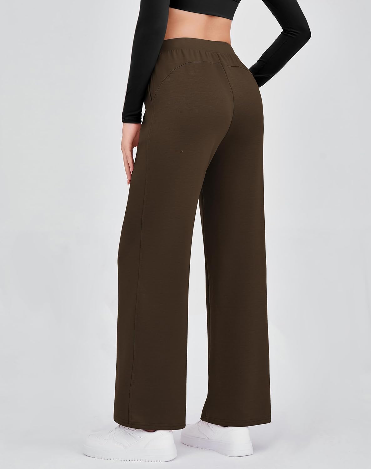 Gracyoga Women Wide Leg Casual Pants High Waisted Sweatpants Dress Pants Stretchy Work Pants Slacks Trousers with Pockets - Image 3