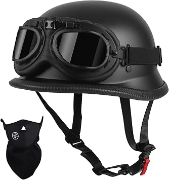 CUTEY Motorcycle Half Helmet, Vintage Half Helmet, Half Shell Open Polo Cap, Unisex, DOT Certified,Fit for Men and Women
