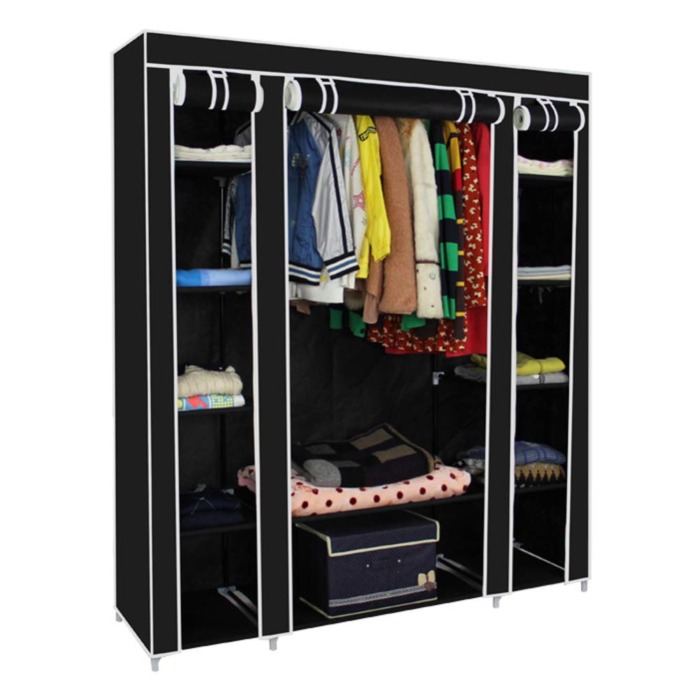 Armoire à rideaux en tissu pour libérer de l'espace au sol et cacher les vêtements et souliers