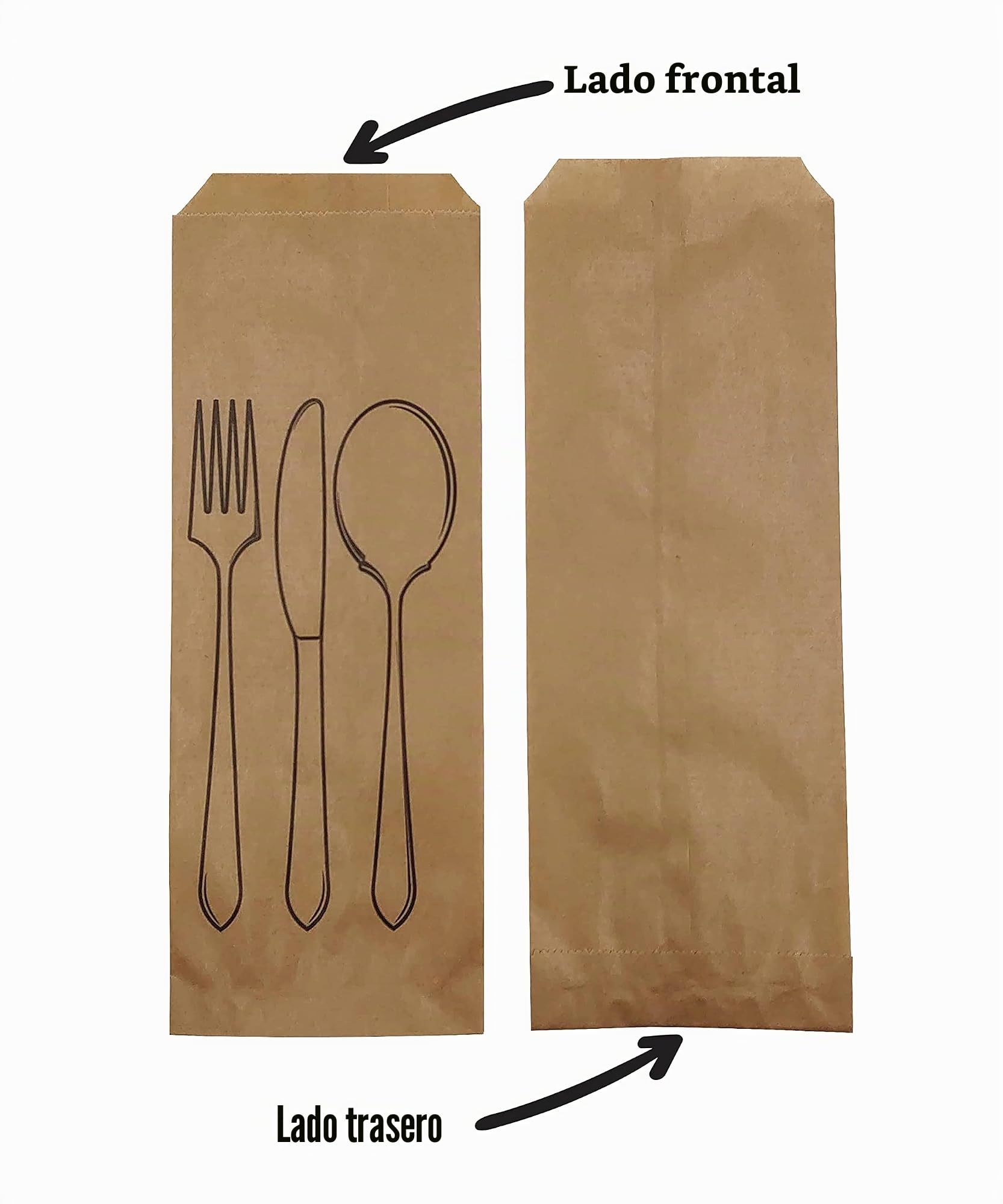 1.000 bolsas de papel para cubiertos, 9 x 25 cm, bolsas de papel madera, perfectas para fiestas y ocasiones especiales, bolsas desechables