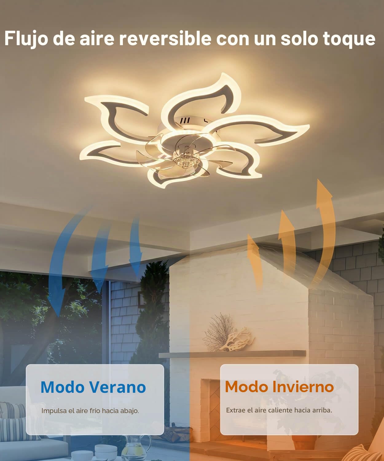 LJX Lampara Ventilador Silencioso Compatible con Alexa 88cm Flor Ventilador de Techo con Luz y Mando a Distancia 2.4GHZ Wifi Temporizador Regulable para Dormitorio Salón, Blanco