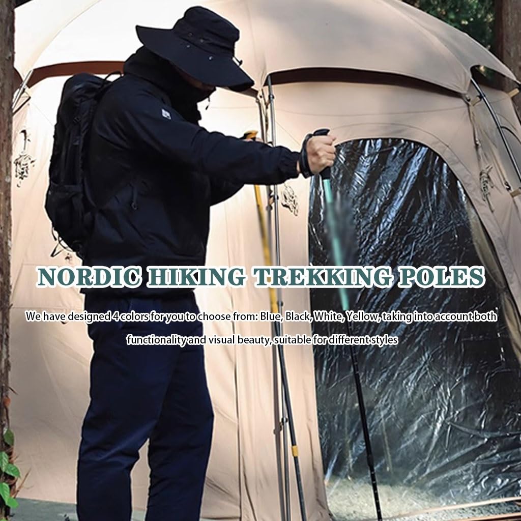 Aluminum Alloy Telescopic Trekking Pole, Outdoor Ultralight Walking Stick, with Inner Lock Design, for Men/Women/Seniors(White Color)