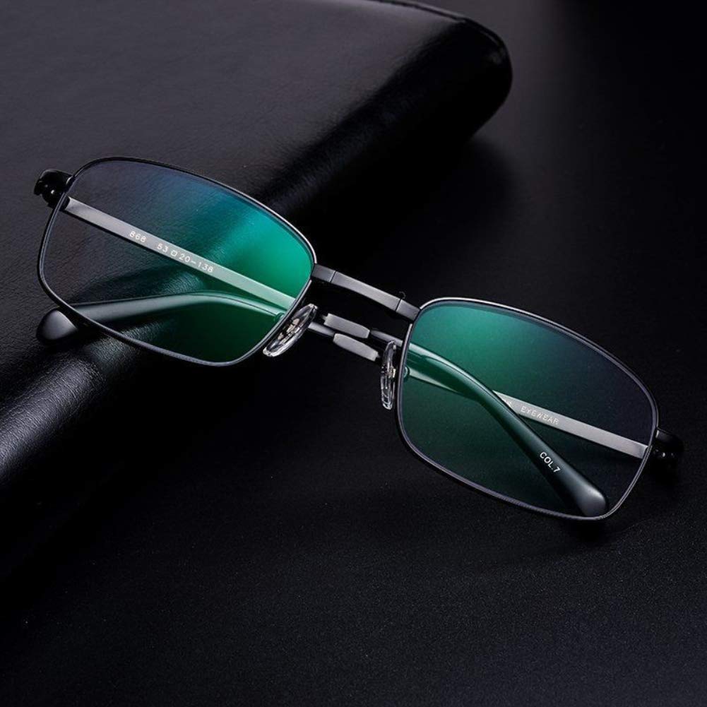 Gafas de Lectura fotocromáticas Plegables, Bloqueo Progresivo de luz Azul Bloqueador de luz de Metal de fotograma Completo para Hombres Mujeres