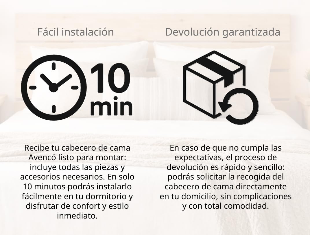 Silcar Home AVENCO - Cabecero de Cama de Madera Natural para Dormitorio - Cabecero Madera Maciza - Estilo Moderno y Sencillo - Fabricado en España (135 cm)