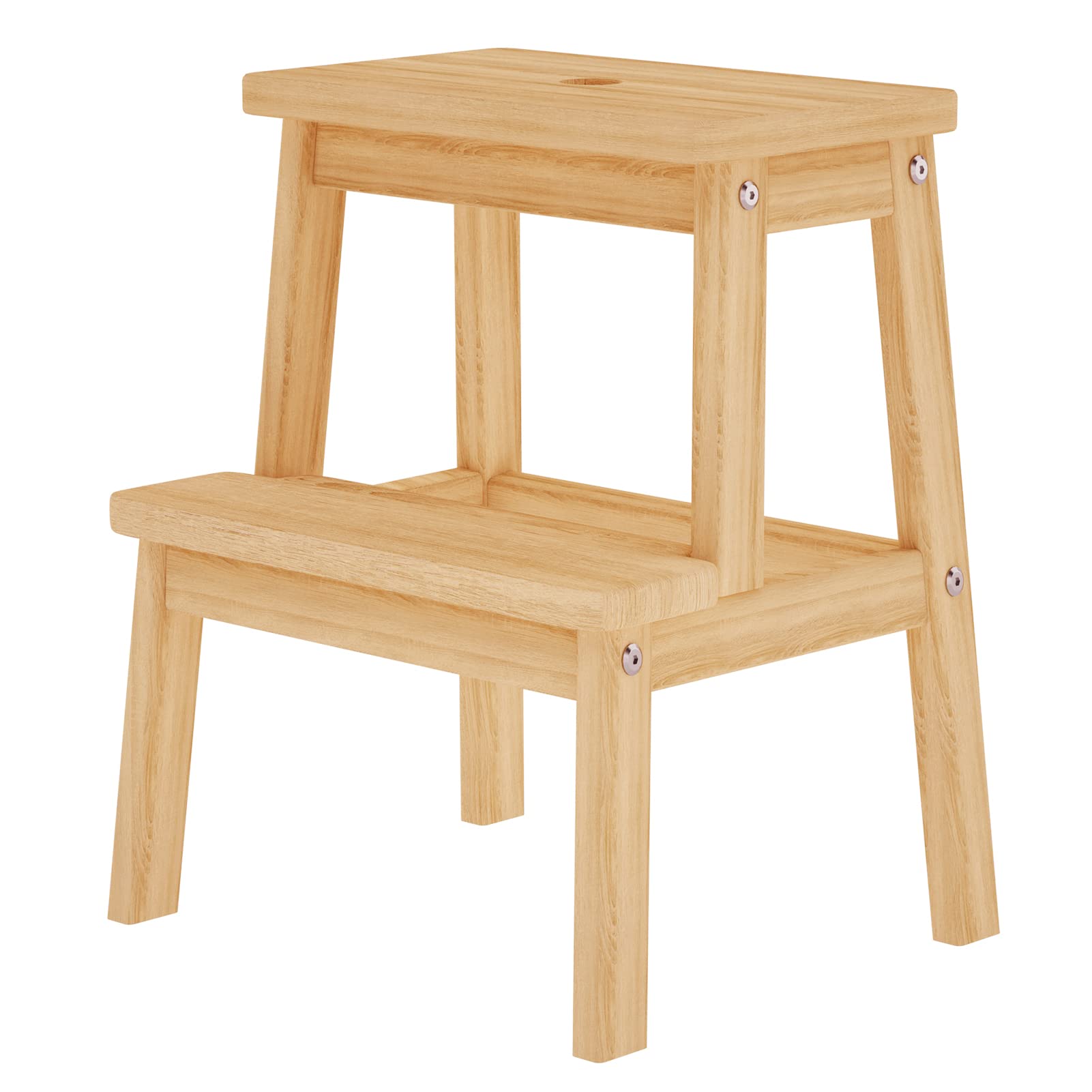 HOUCHICSStep Stool for Adults with 400 lb for Bedside Step Helper for Kitchen,Bathroom,Bedroom (Wooden)